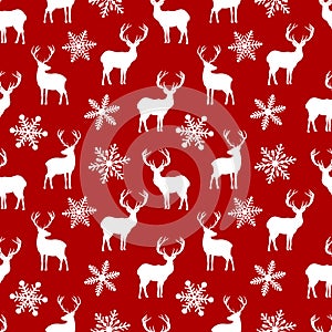 Seamless pattern silhouette reindeer Christmas trees vector illustration